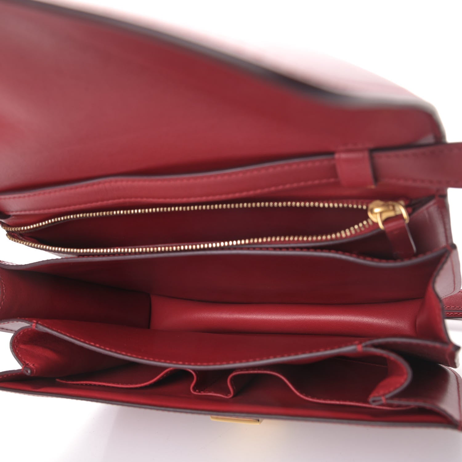 Celine Box Calfskin Medium Classic Box Flap Bag Red 4 of 4
