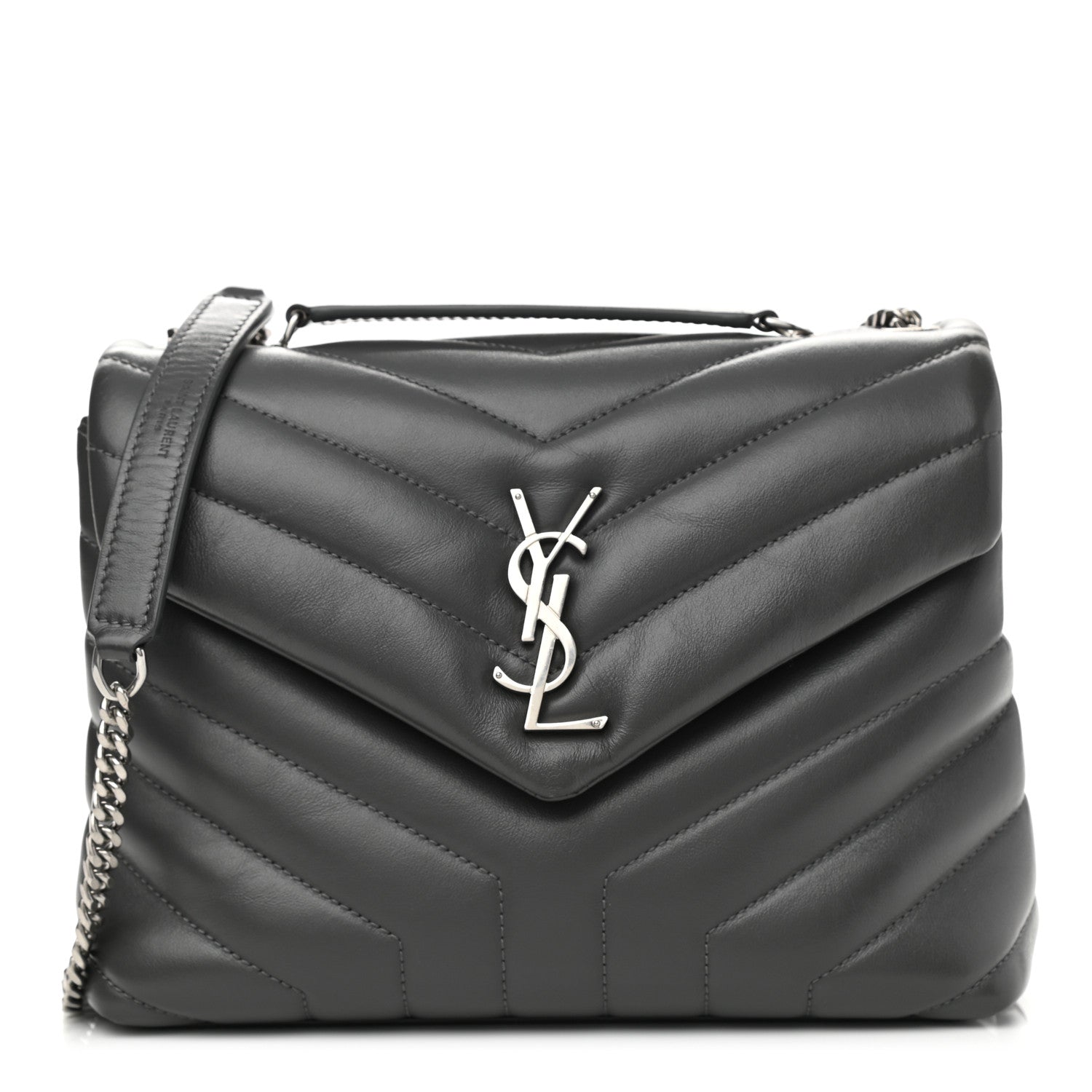 Saint Laurent Calfskin Y Quilted Monogram Small Loulou Chain Satchel Storm 1 of 11