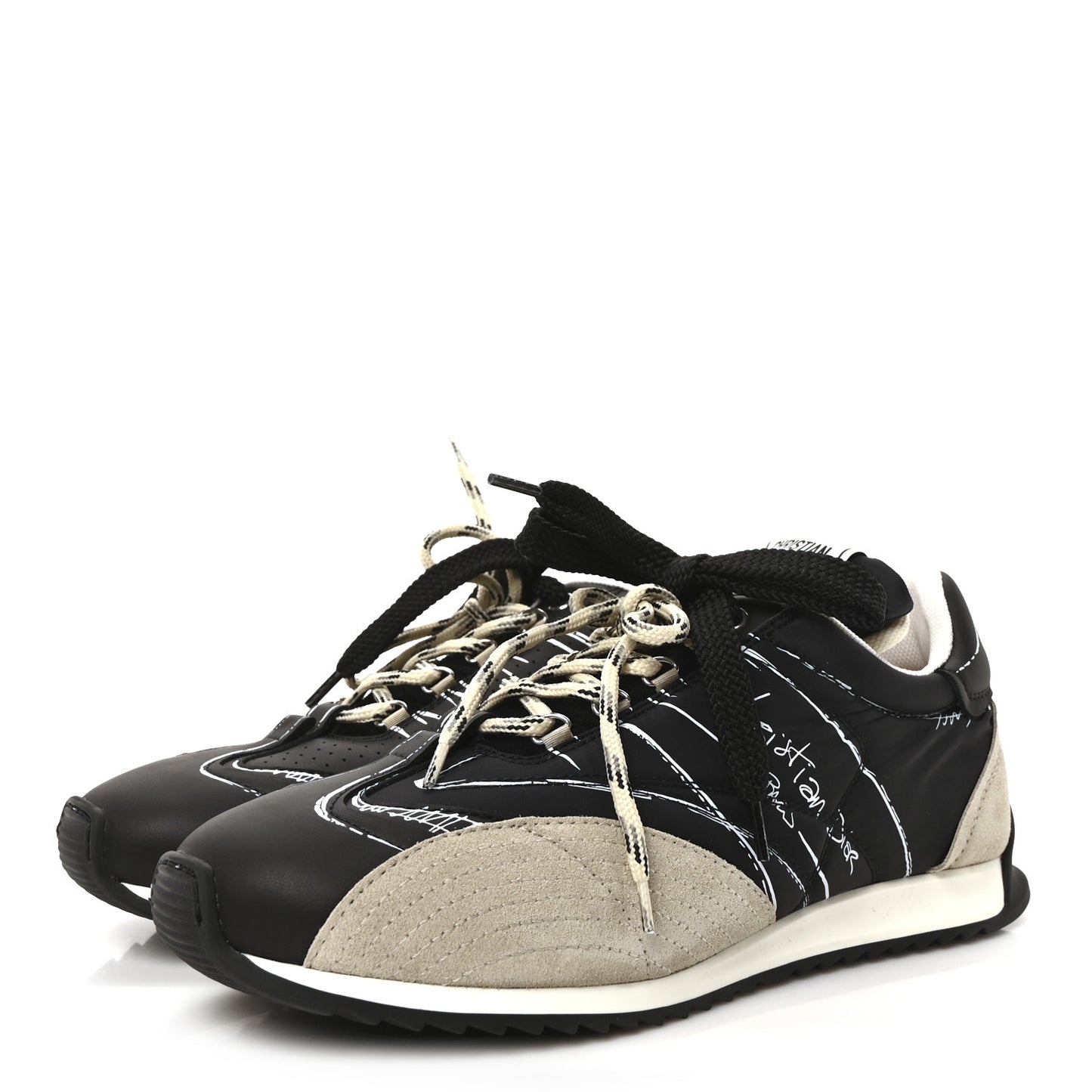 Metallic Lambskin Suede Womens D-Sketch Sneakers 39 Steel 38.5 Black