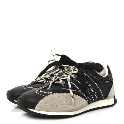 Christian Dior Metallic Lambskin Suede Womens D-Sketch Sneakers 39 Steel 38.5 Black 4 of 9