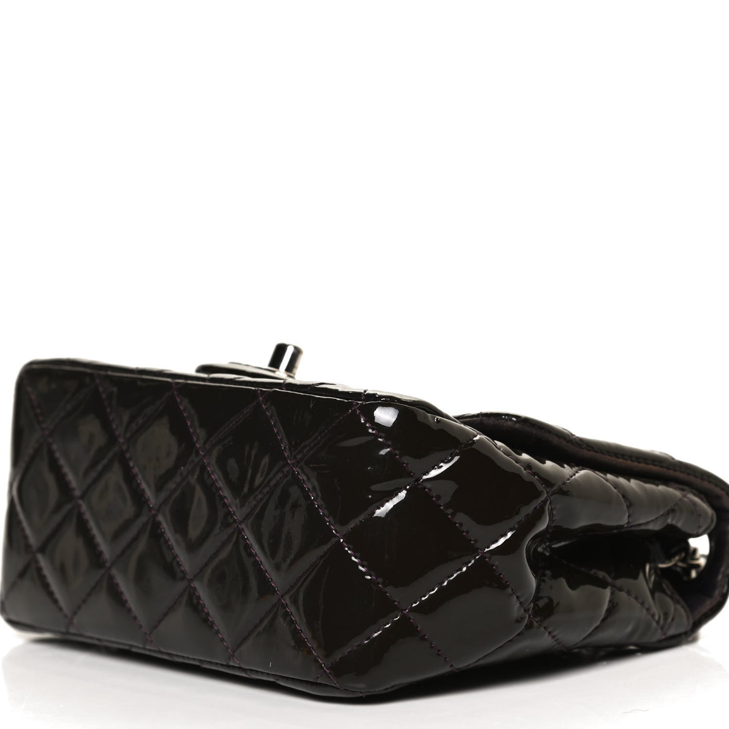 Patent Quilted Mini Square Flap Purple