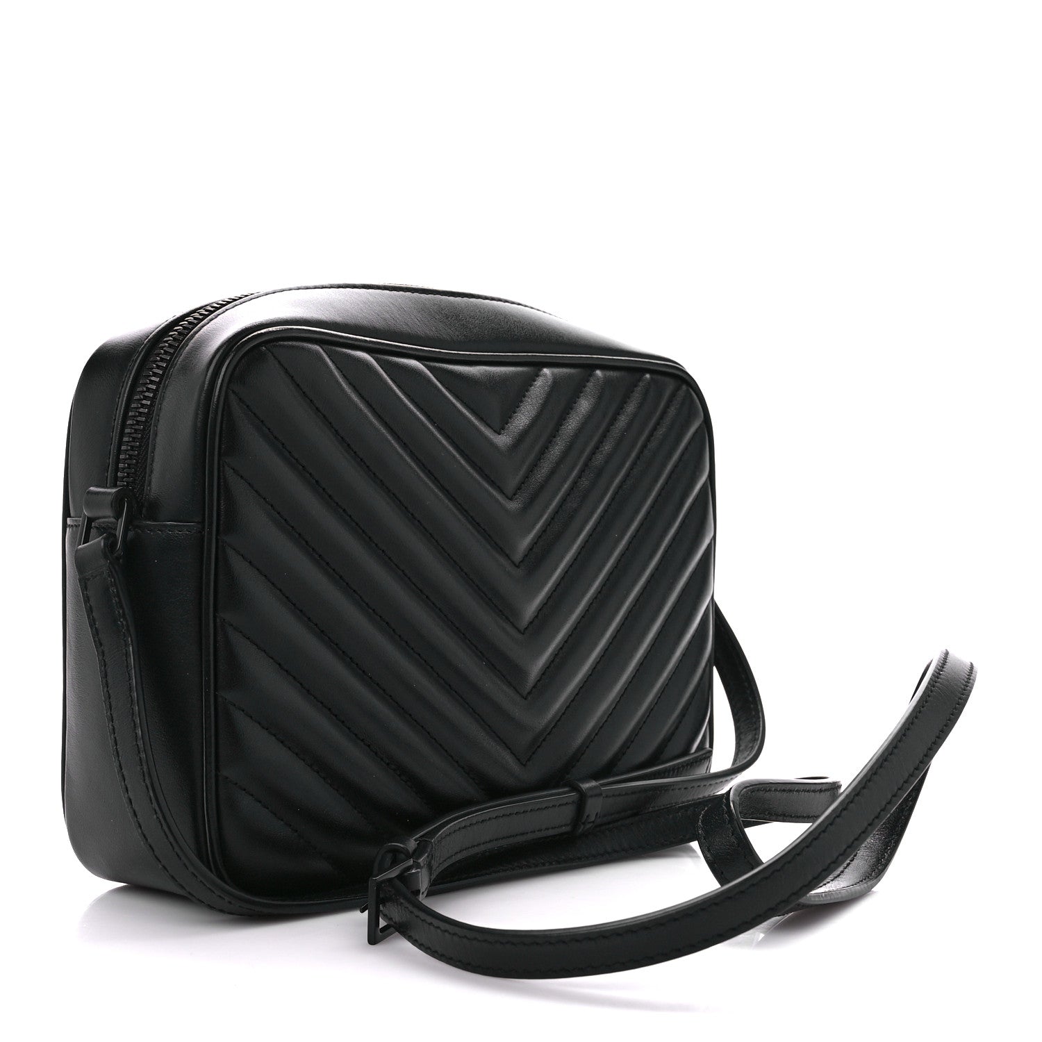 Saint Laurent Calfskin Matelasse Monogram Monochrome Lou Camera Bag Black 3 of 11
