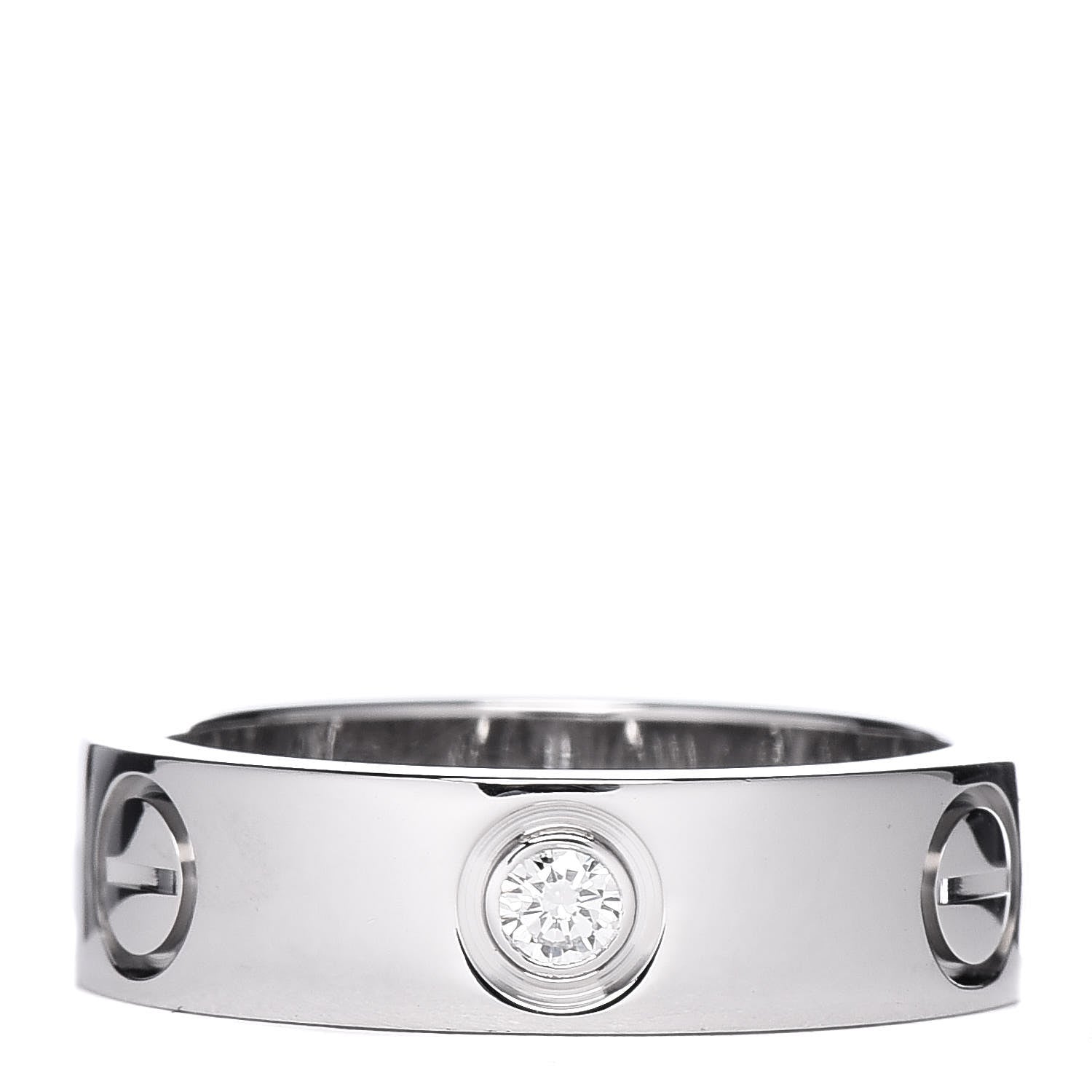 Cartier 18K White Gold 3 Diamond 5.5mm LOVE Ring 51 5.75 1 of 8