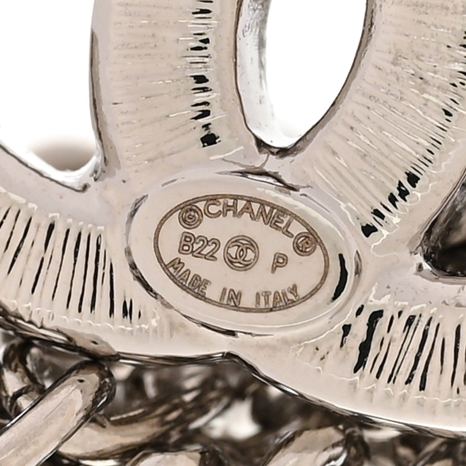 Chanel Crystal Baguette CC Chain Drop Earrings Silver 4 of 4