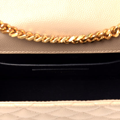 Saint Laurent Grain De Poudre Tri-Quilt Monogram Small College Bag Dark Beige 5 of 8