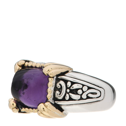 John Hardy Sterling Silver 18K Yellow Gold Amethyst Sugarloaf Ring 53 6.25 3 of 7