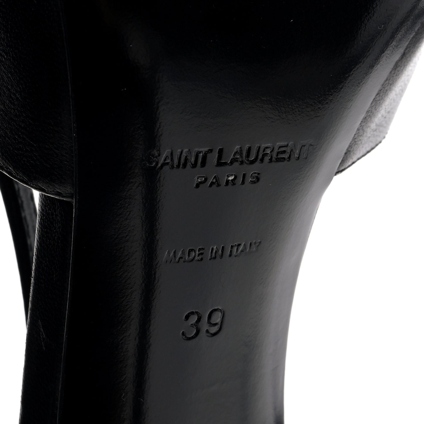 Calfskin Metallic Toe Slingback Strap Heels  39 Black