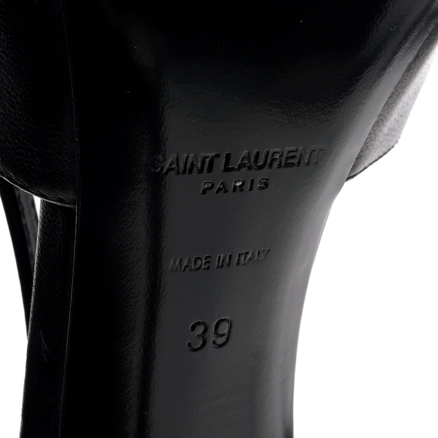 Saint Laurent Calfskin Metallic Toe Slingback Strap Heels  39 Black 7 of 9