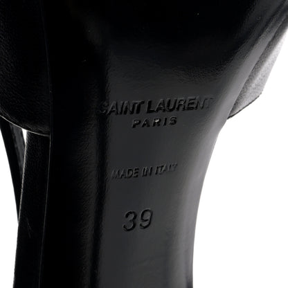 Saint Laurent Calfskin Metallic Toe Slingback Strap Heels  39 Black 7 of 9