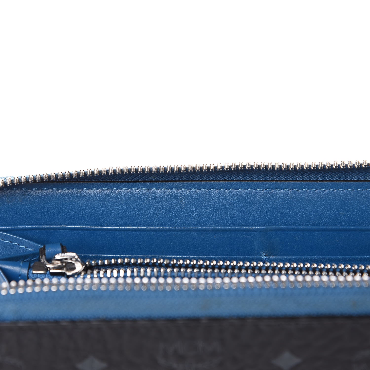 MCM Visetos Large Zip Around Wallet Black Blue 10 of 11