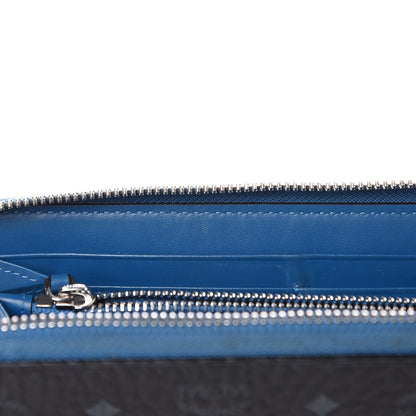 MCM Visetos Large Zip Around Wallet Black Blue 10 of 11