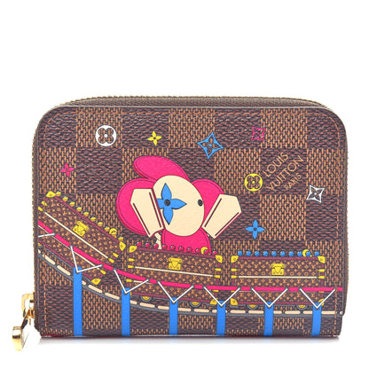 Louis Vuitton Damier Ebene 2020 Christmas Animation Roller Coaster Zippy Coin Purse Pivoine 1 of 8