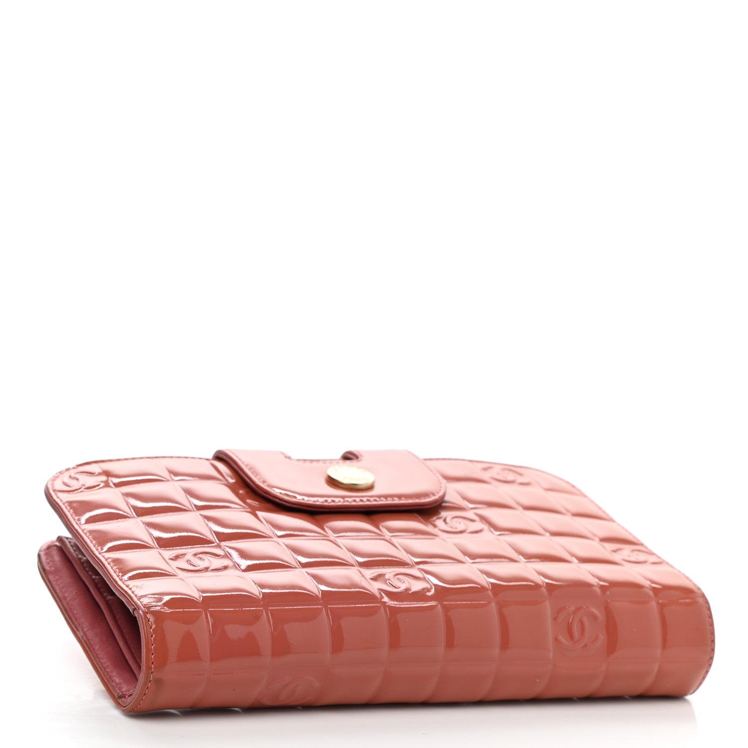 Chanel Patent Square Quilted CC Wristlet Long Wallet Pink 4 of 10