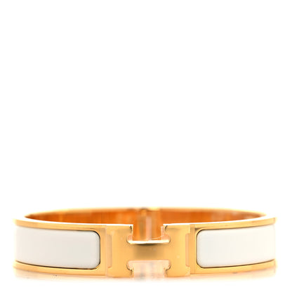 Hermes Enamel Narrow Clic Clac H Bracelet GM White 1 of 5