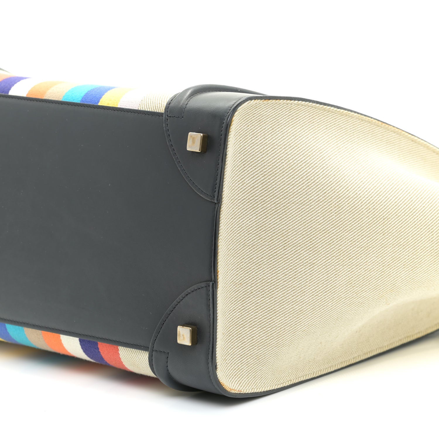 Celine Smooth Calfskin Striped Canvas Mini Luggage Multicolor 6 of 10