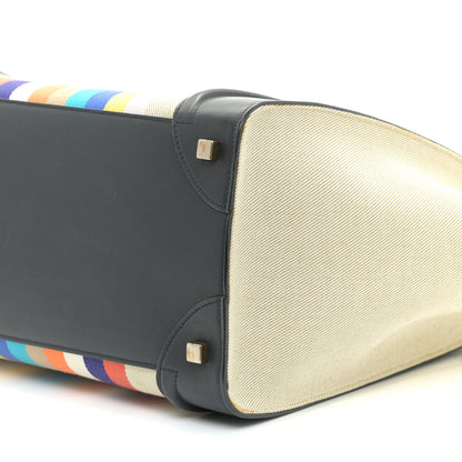 Celine Smooth Calfskin Striped Canvas Mini Luggage Multicolor 6 of 10