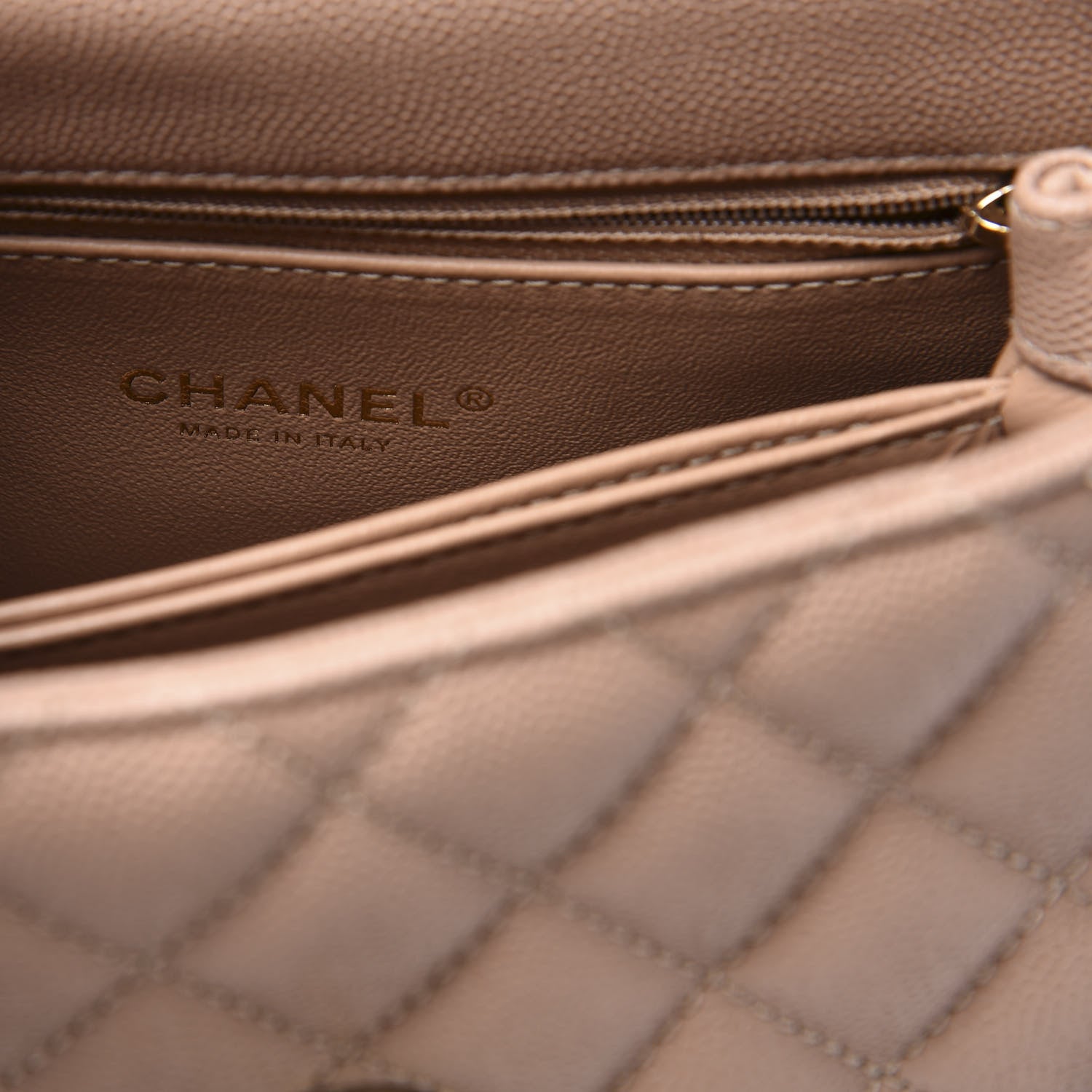 Chanel Caviar Elaphe Quilted Mini Coco Handle Flap Beige 7 of 9