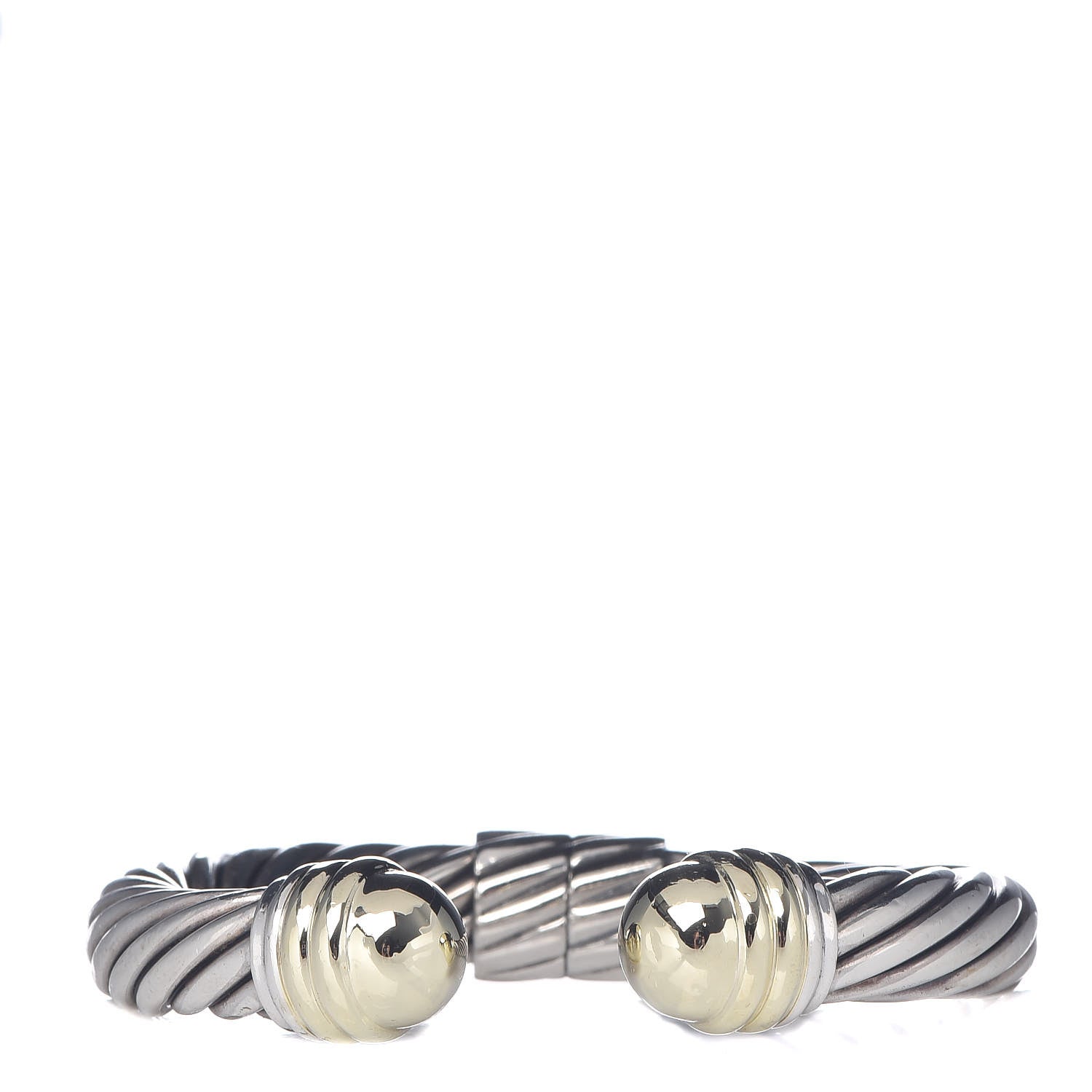 David Yurman Sterling Silver 14K Yellow Gold 10mm Cable Classics Bracelet 1 of 4