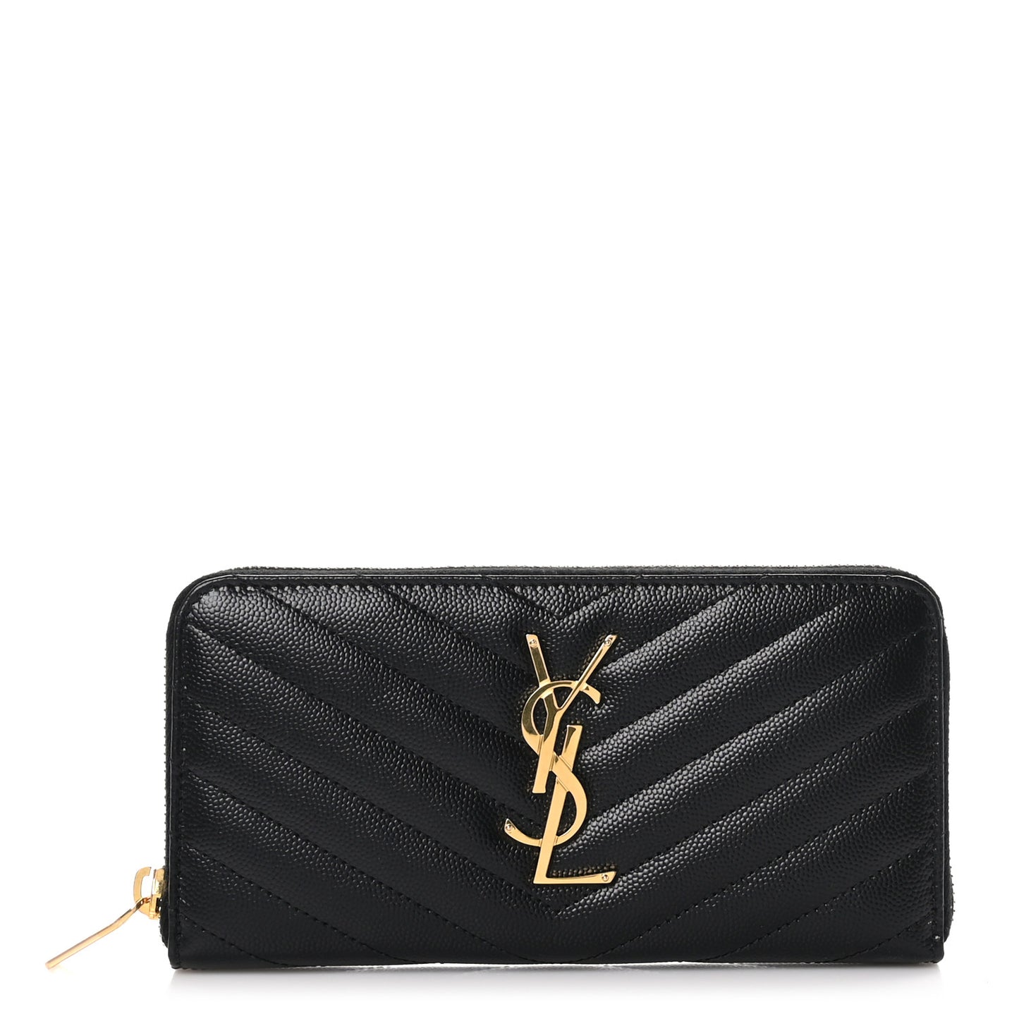 Grain De Poudre Matelasse Chevron Monogram Zip Around Wallet Black