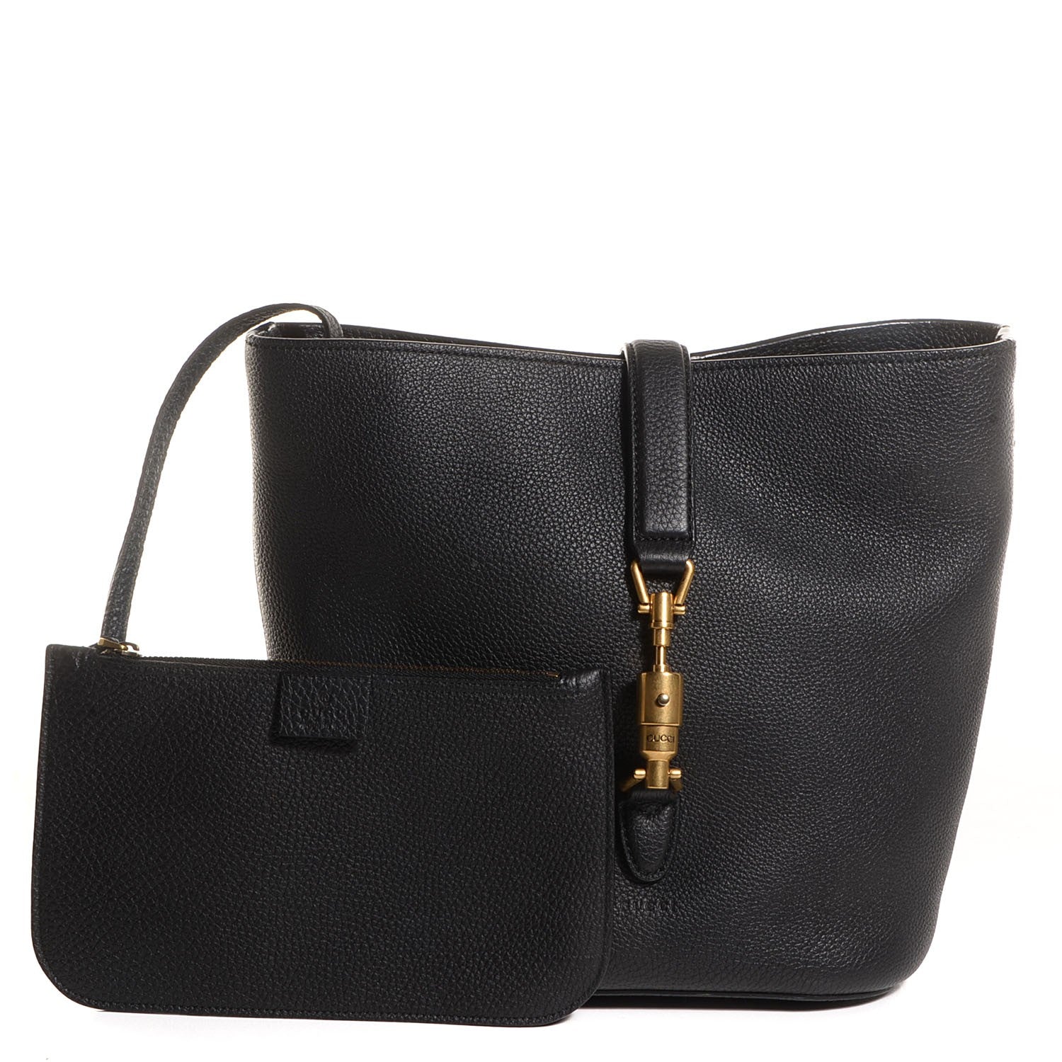 Gucci Soft Grained Calfskin Small Jackie Bucket Bag Black 5 of 8