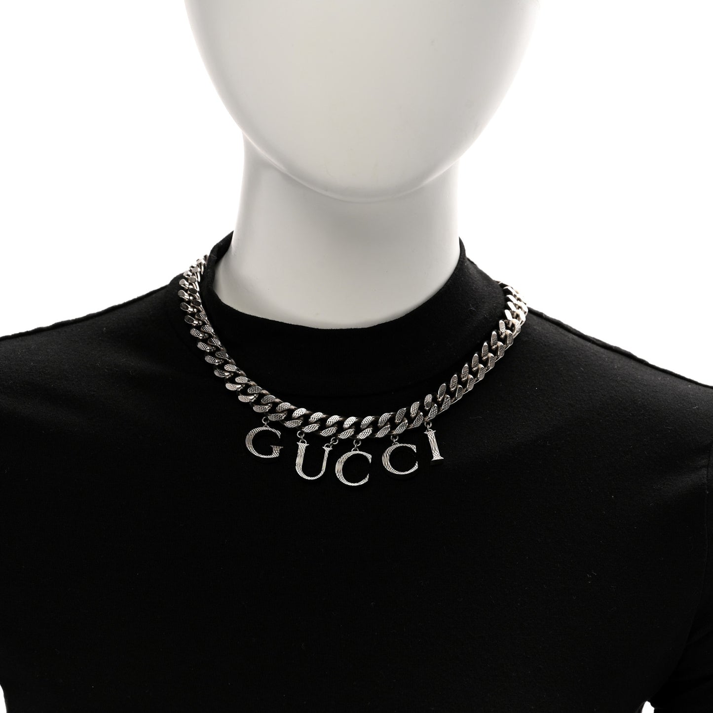 Script Choker Necklace Silver