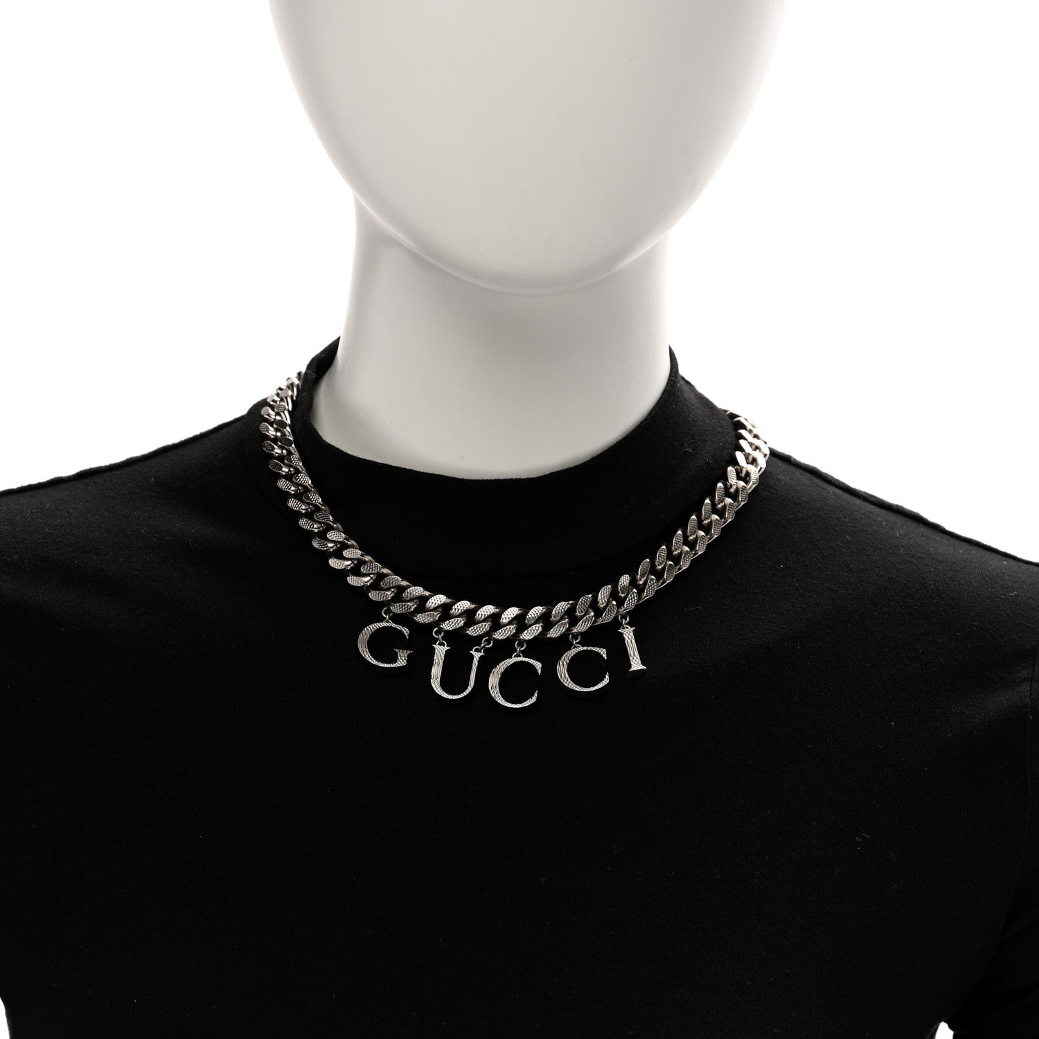 Gucci Script Choker Necklace Silver 2 of 7