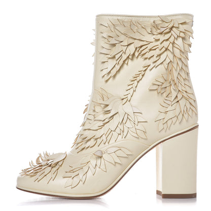 Chanel Lambskin CC Short Boots 39 Ivory 1 of 9