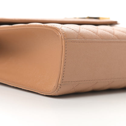Saint Laurent Grain De Poudre Textured Mixed Matelasse Triquilt Large Monogram Satchel Dune 9 of 12