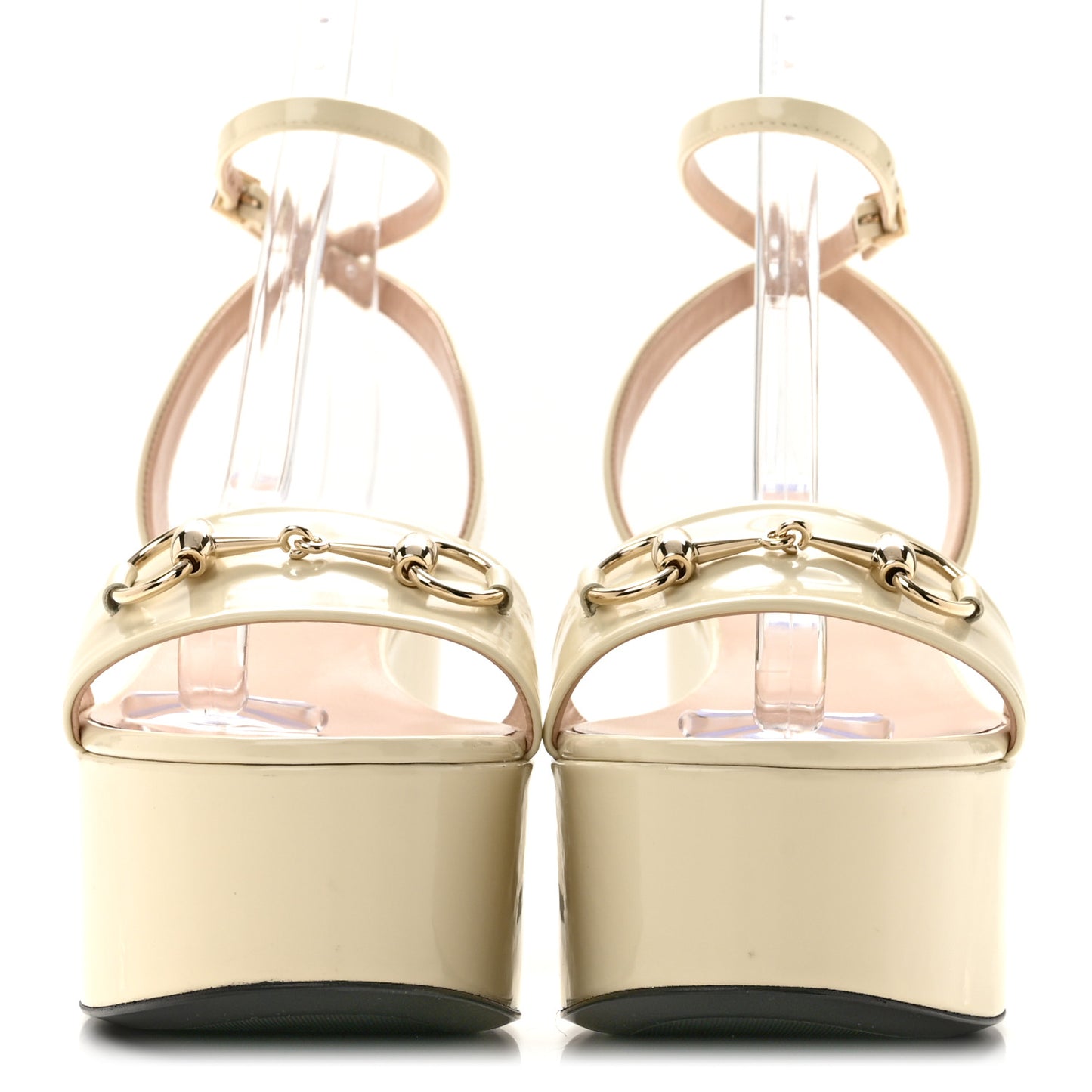 Superlight Calfskin Horsebit Platform Sandals  39.5 New Ivory