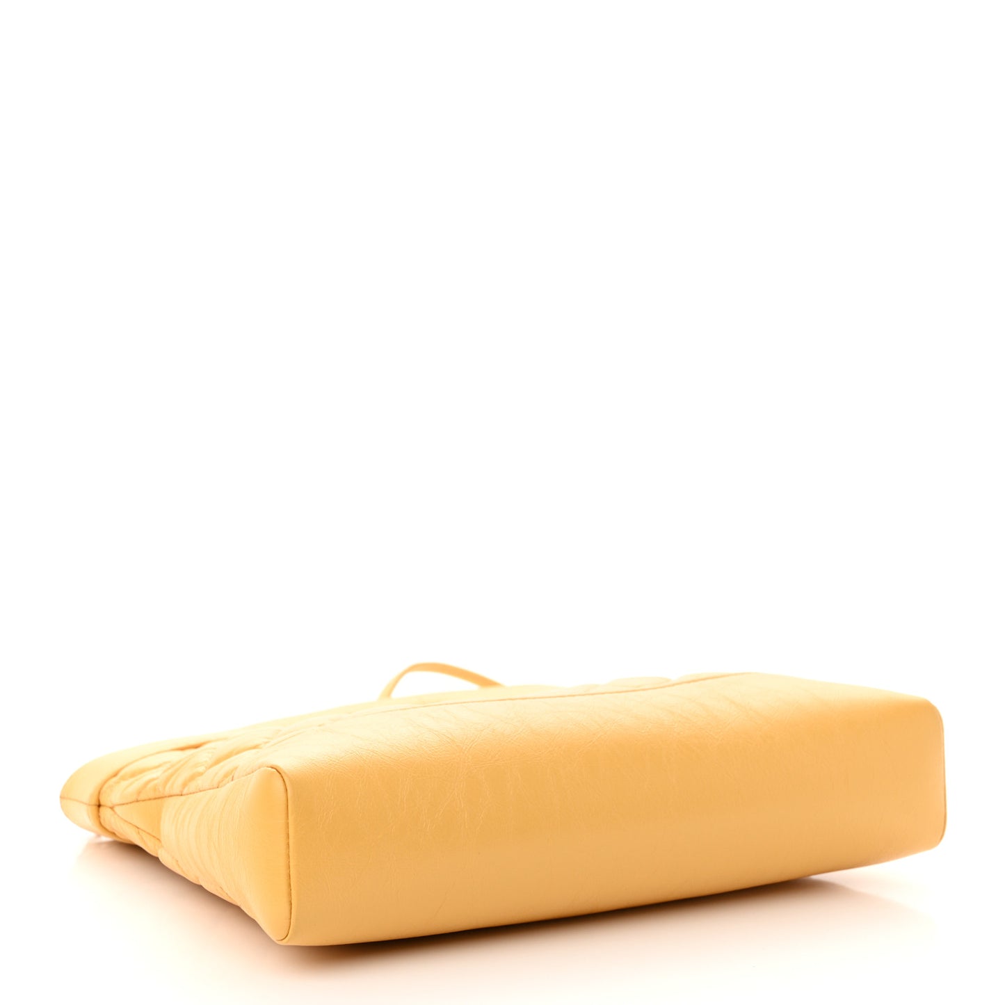 Shiny Crumpled Calfskin Quilted Mini 31 Shopping Bag Yellow