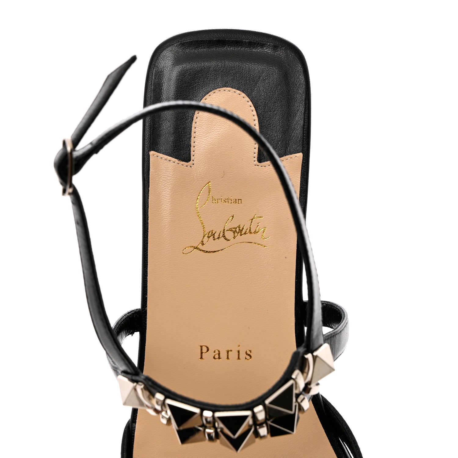 Christian Louboutin Calfskin Studded Galerietta Flat Sandals 41 Black 6 of 8