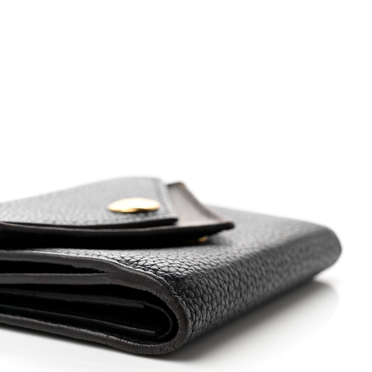 Grained Calfskin Monogram Double V Compact Wallet Black