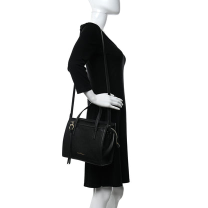 Salvatore Ferragamo Hammered Calfskin Double Handle Small Amy Tote Black 2 of 12