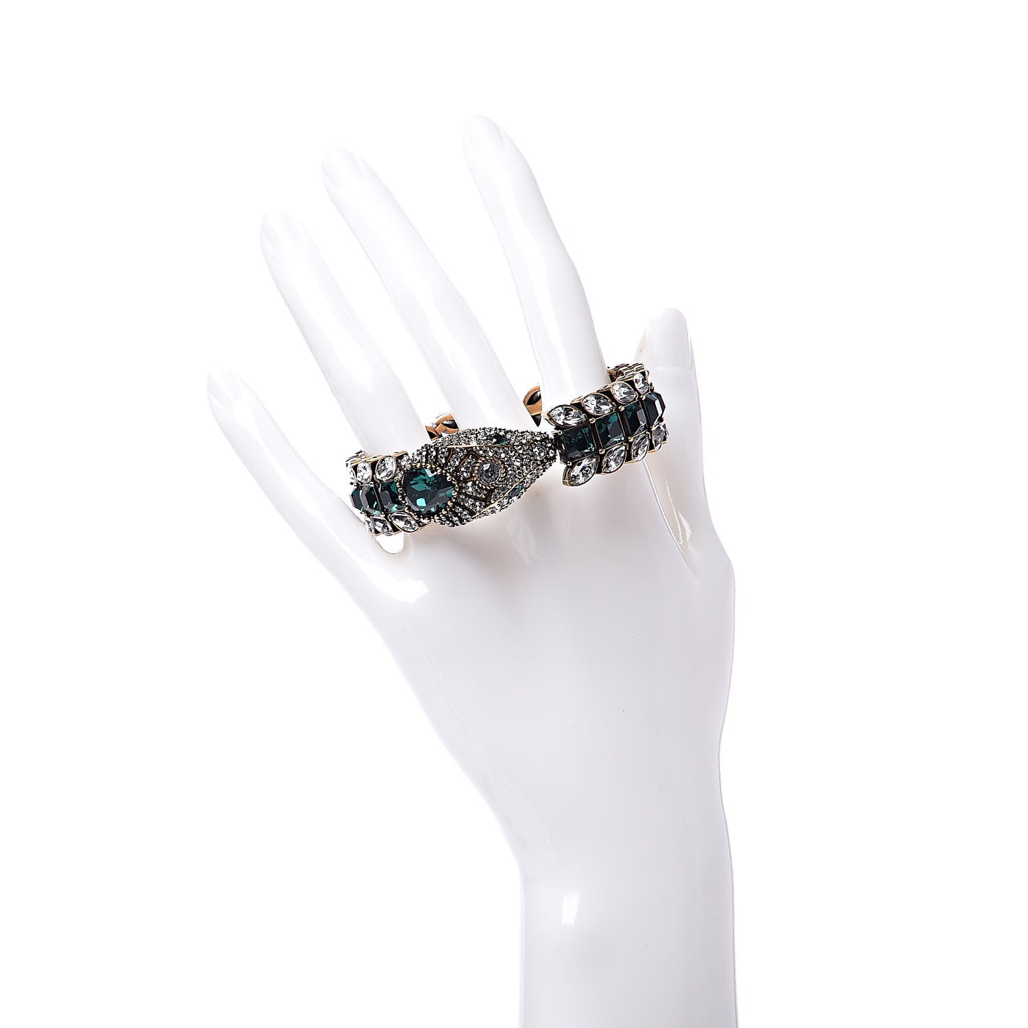 Gucci Crystals Snake Bracelet S White Green 2 of 5