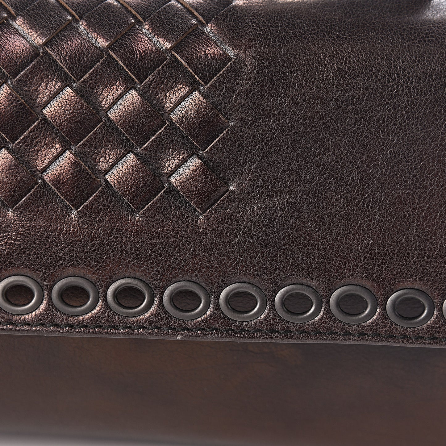 Metallic Nappa Intrecciato Eyelets Flap Shoulder Bag Matita