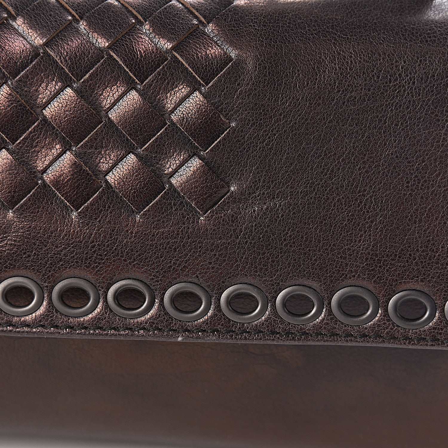 Bottega Veneta Metallic Nappa Intrecciato Eyelets Flap Shoulder Bag Matita 13 of 17