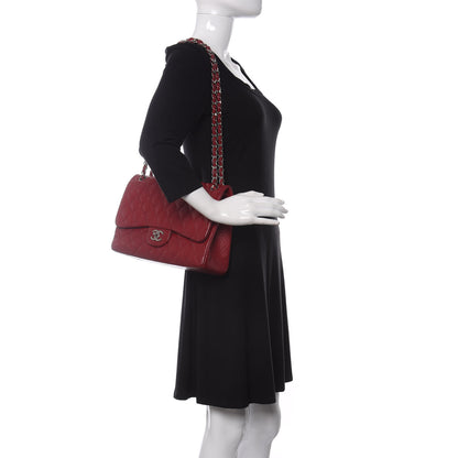 Chanel Caviar Quilted Jumbo Double Flap Dark Red 2 of 13