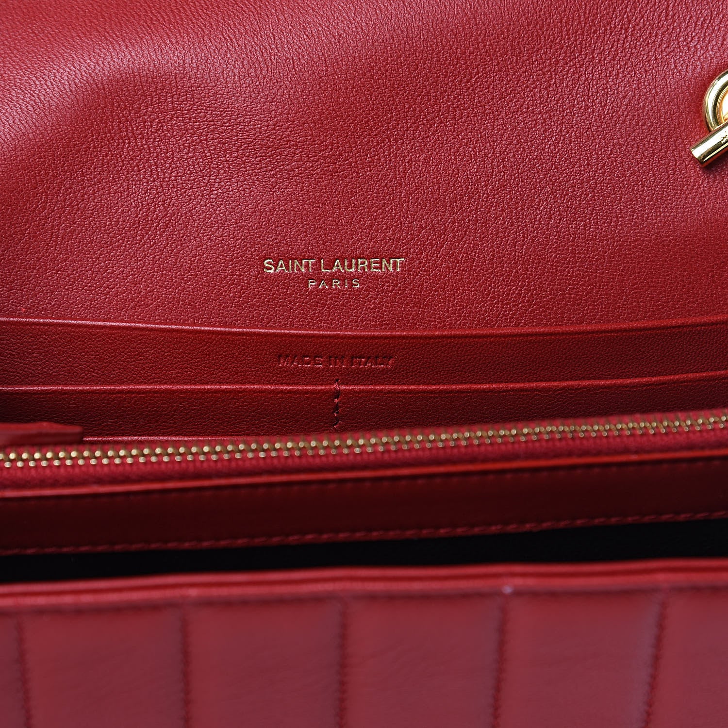 Saint Laurent Lambskin Matelasse Monogram Vicky Chain Wallet Rouge Eros 6 of 7