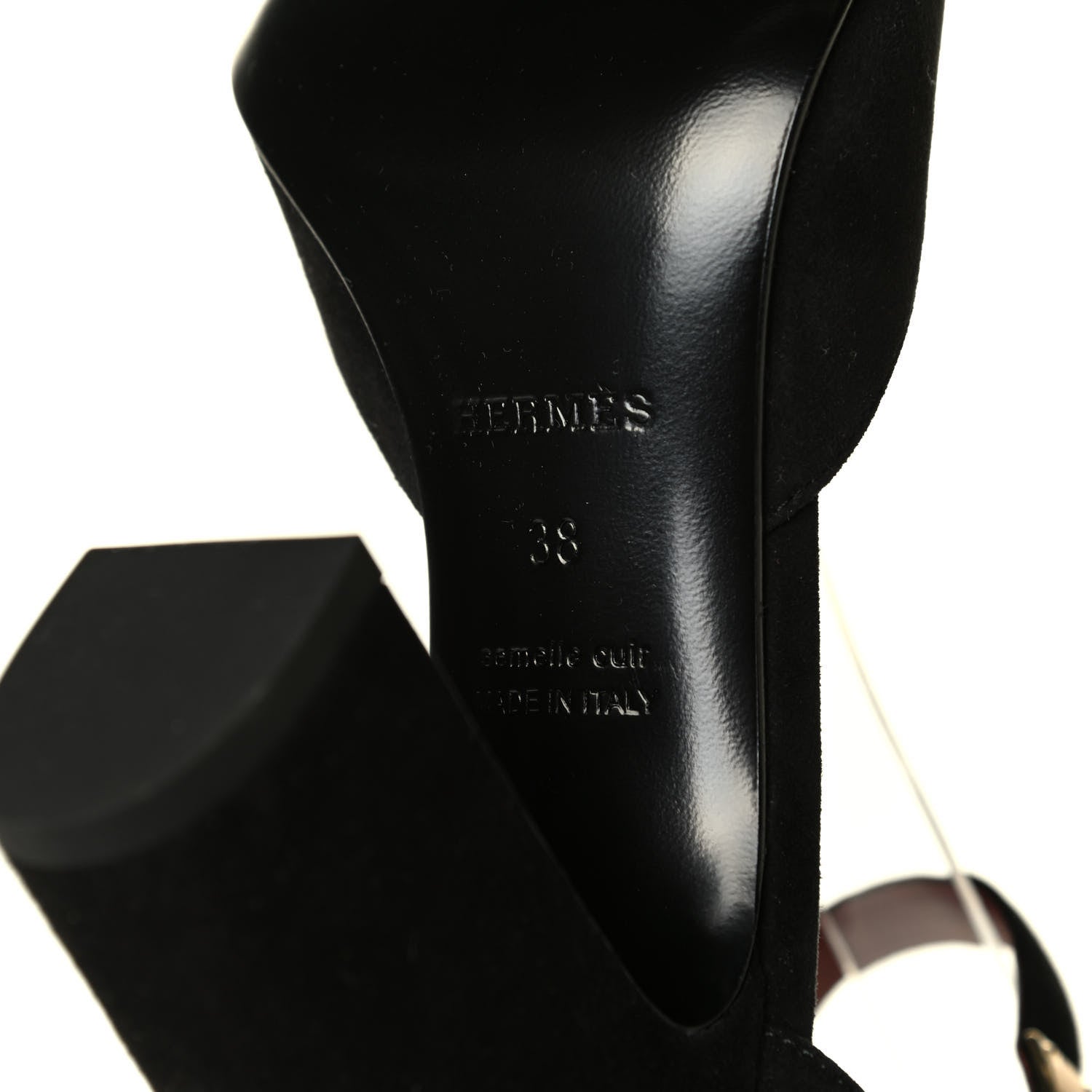 Hermes Suede Goatskin Baby 90 Pump 38 Black 5 of 6