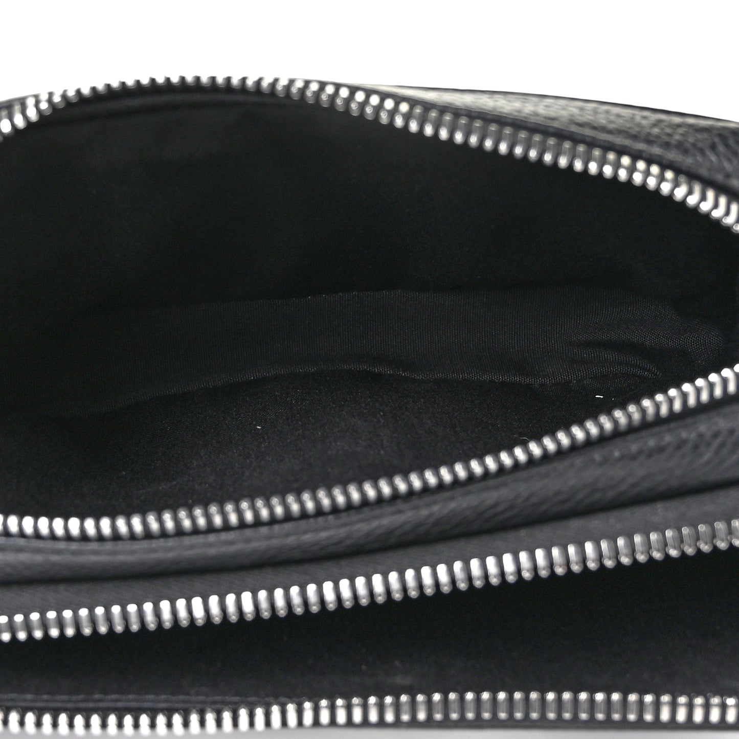 X SHAWN STUSSY Grained Calfskin Double Zip Crossbody Pouch Black