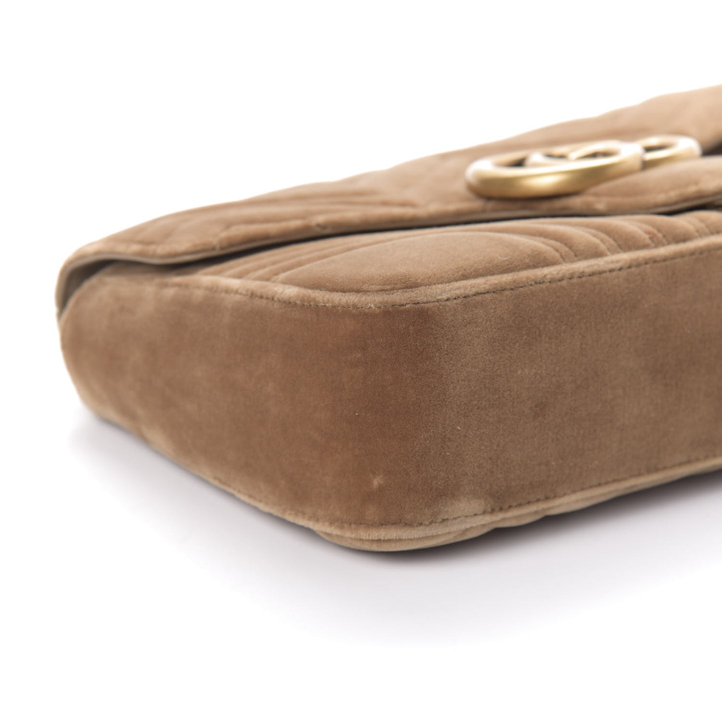 Velvet Matelasse Medium GG Marmont Shoulder Bag Taupe
