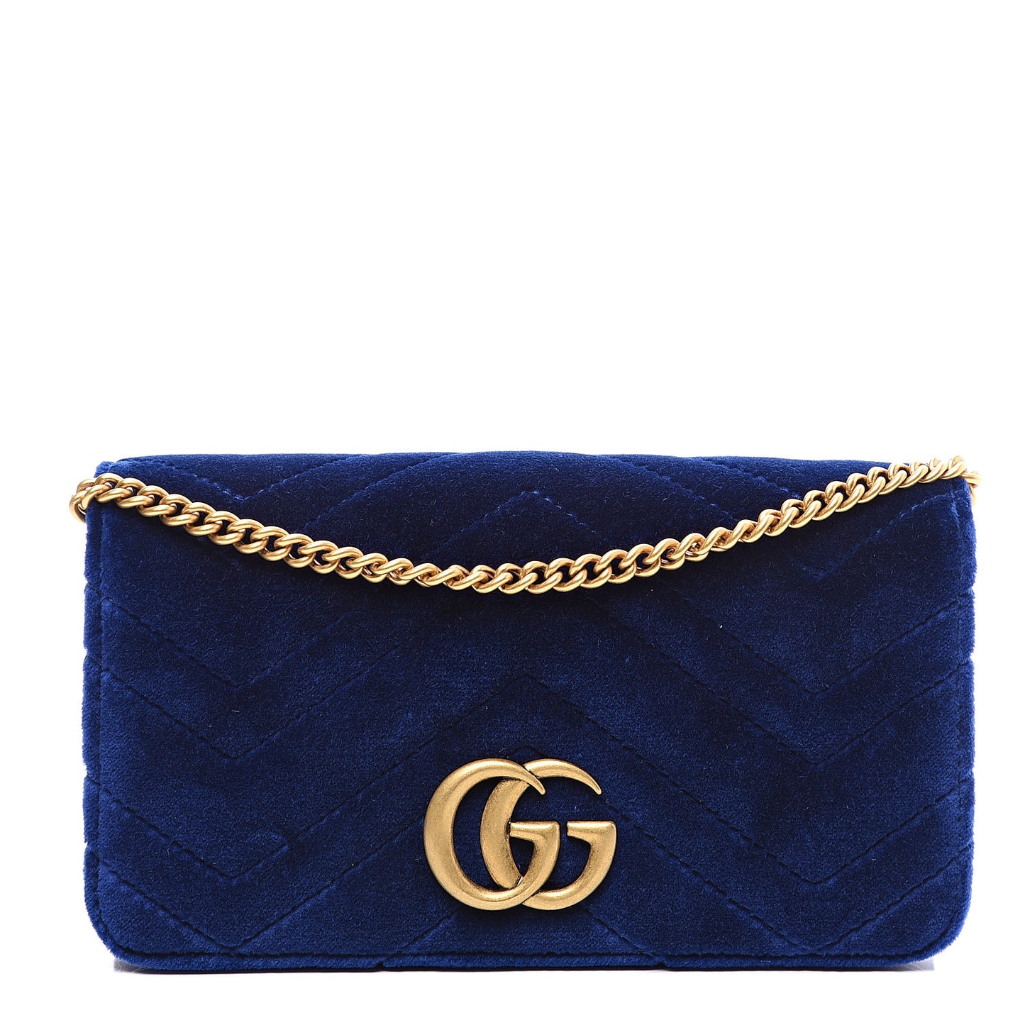Velvet Matelasse GG Marmont Mini Bag Cobalt Blue