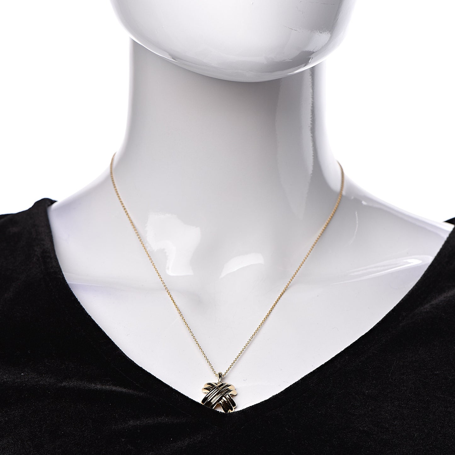 18K Yellow Gold Large Signature X Pendant Necklace