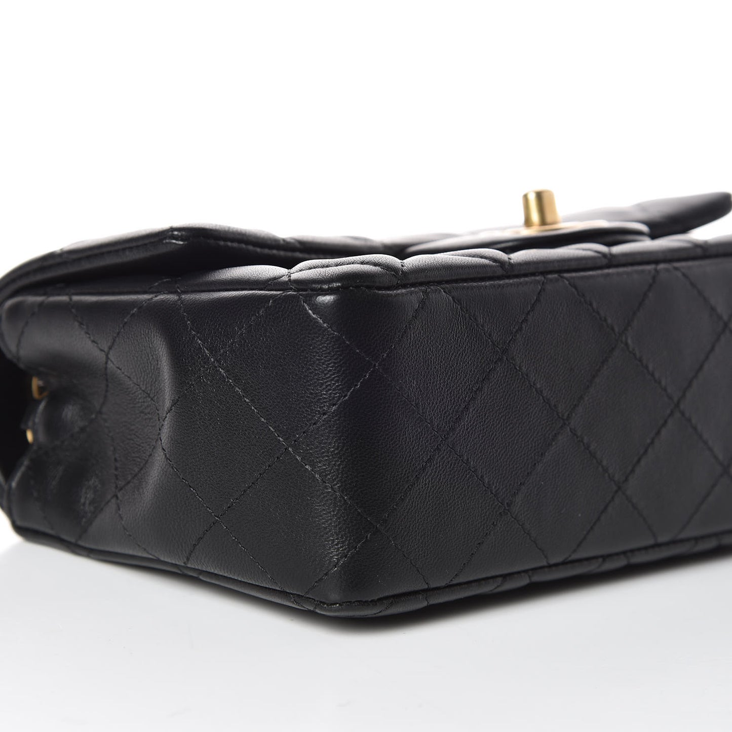 Lambskin Quilted Mini Rectangular Flap Black