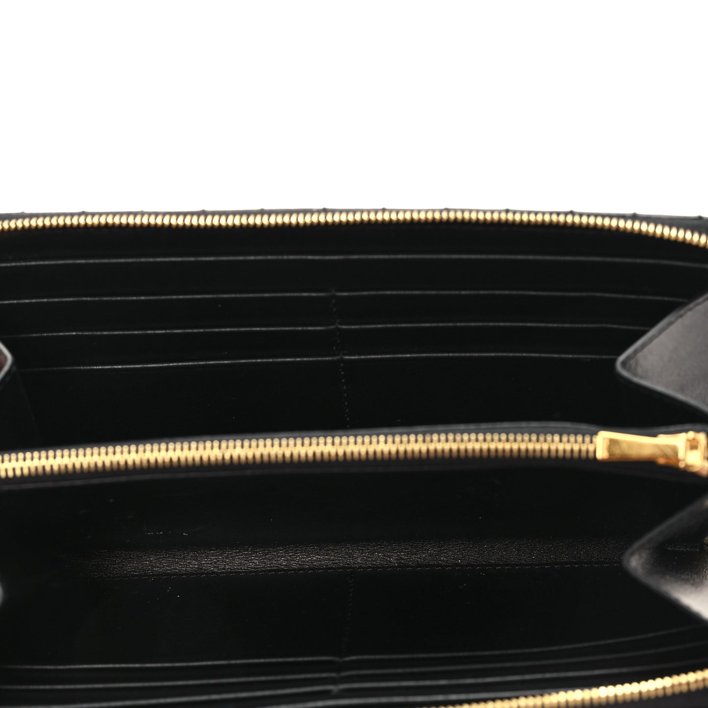 Lambskin Quilted Large C Charm Zip Around Wallet Black