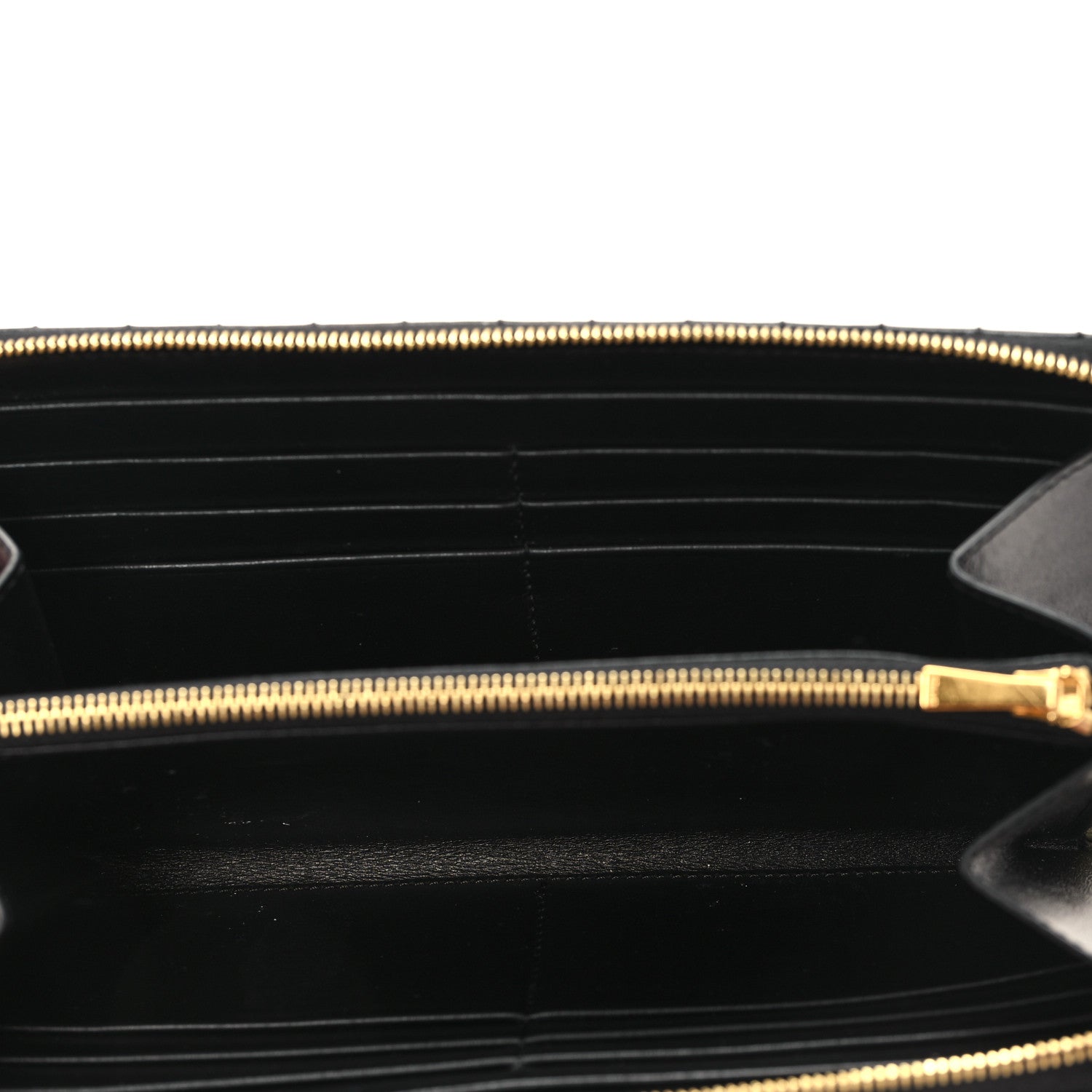 Celine Lambskin Quilted Large C Charm Zip Around Wallet Black 5 of 8