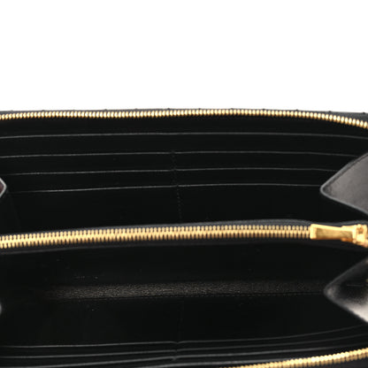 Celine Lambskin Quilted Large C Charm Zip Around Wallet Black 5 of 8