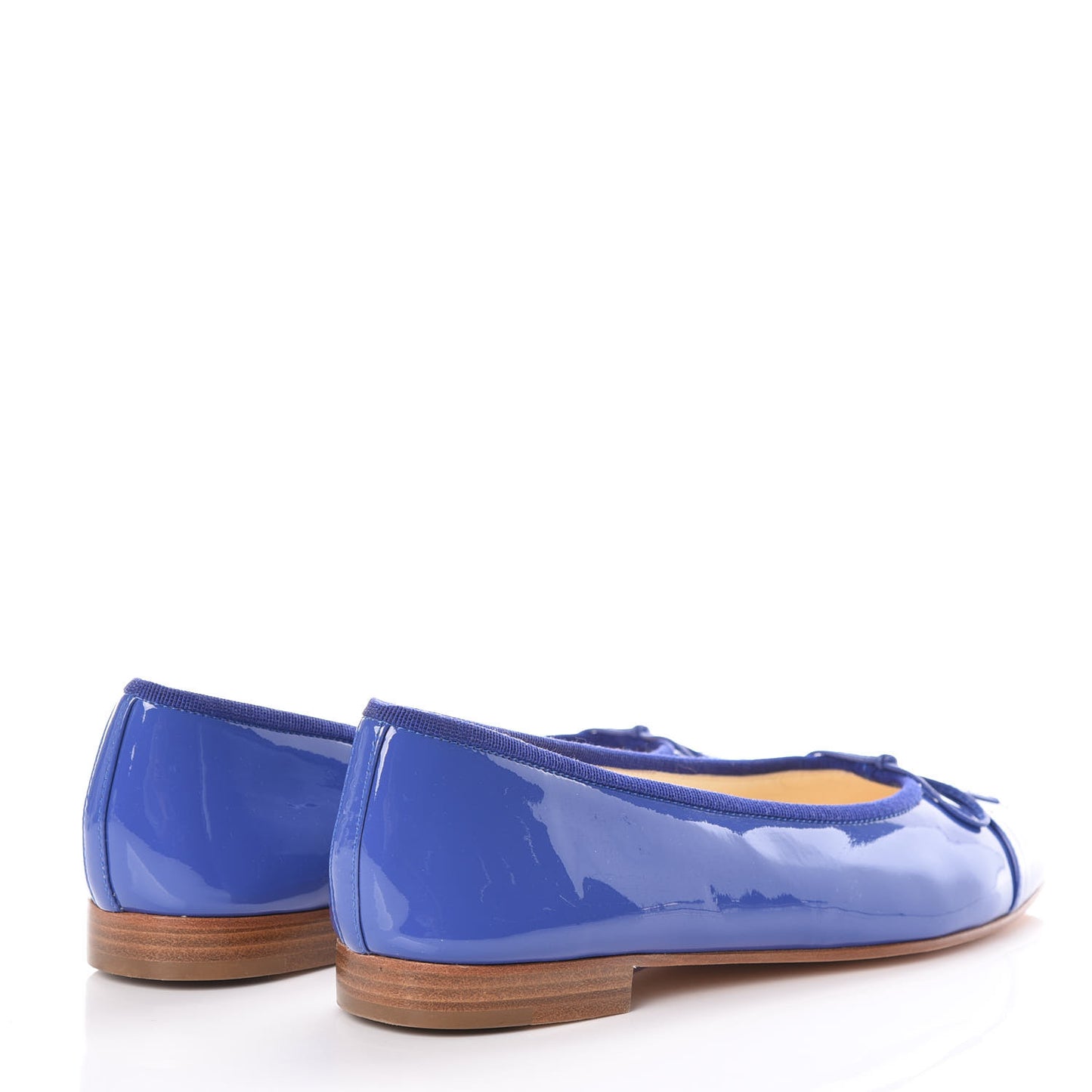 Patent Calfskin CC Cap Toe Ballerina Flats 39 Blue