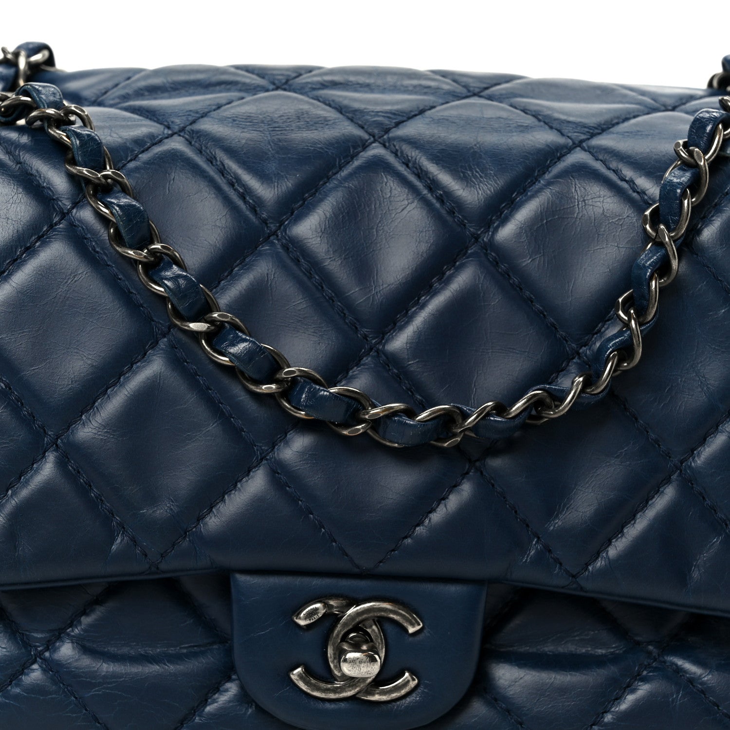 Chanel Glazed Calfskin Quilted Medium Coco Soft Flap Navy 9 of 11