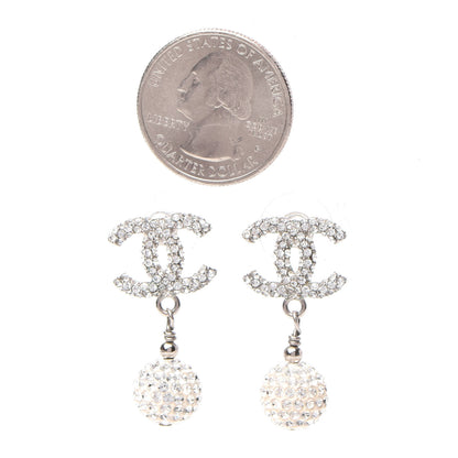 Chanel Crystal CC Drop Earrings Silver 2 of 5